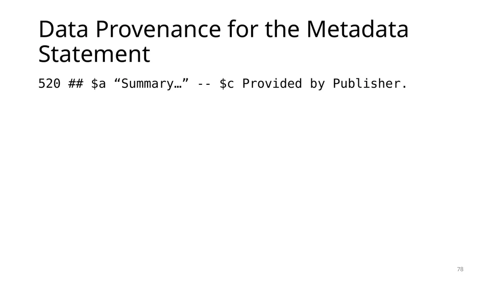 Review of RDA Concepts 1 Understand how IFLA’s - slide 78 of 79