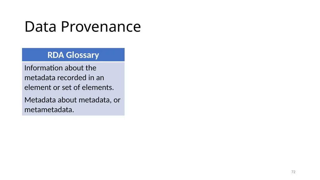 Review of RDA Concepts 1 Understand how IFLA’s - slide 72 of 79