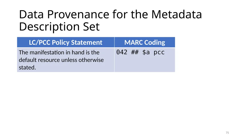 Review of RDA Concepts 1 Understand how IFLA’s - slide 75 of 79