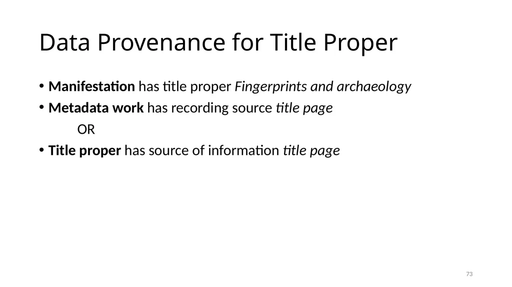 Review of RDA Concepts 1 Understand how IFLA’s - slide 73 of 79