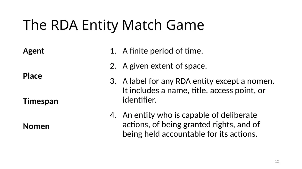 Review of RDA Concepts 1 Understand how IFLA’s - slide 12 of 79