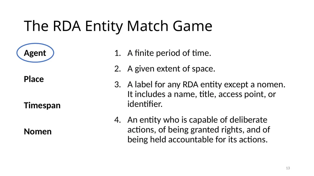 Review of RDA Concepts 1 Understand how IFLA’s - slide 13 of 79
