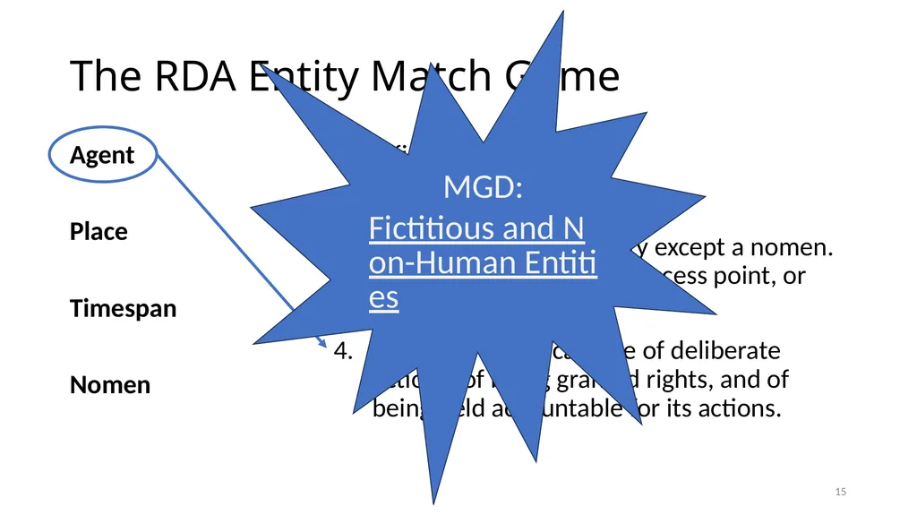Review of RDA Concepts 1 Understand how IFLA’s - slide 15 of 79