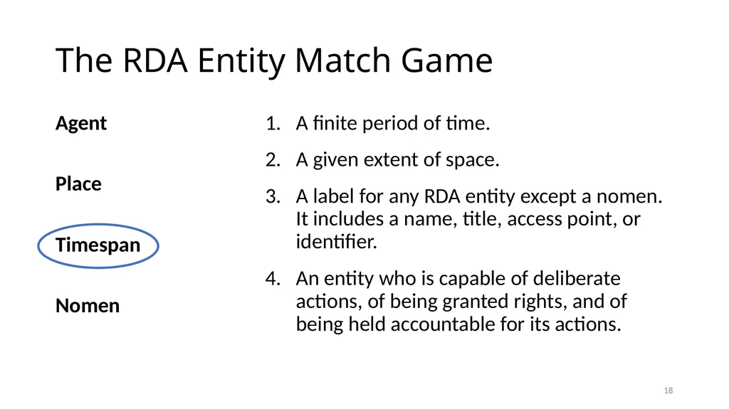 Review of RDA Concepts 1 Understand how IFLA’s - slide 18 of 79