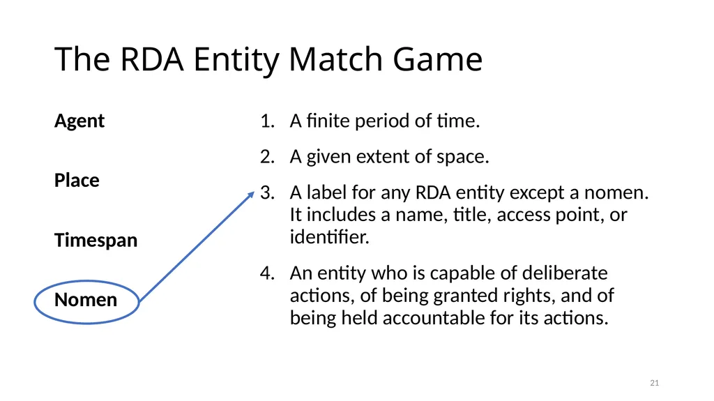 Review of RDA Concepts 1 Understand how IFLA’s - slide 21 of 79