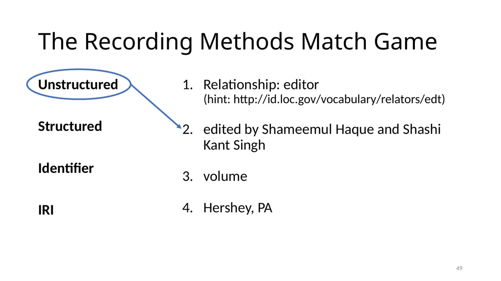 Review of RDA Concepts 1 Understand how IFLA’s - slide 49 of 79