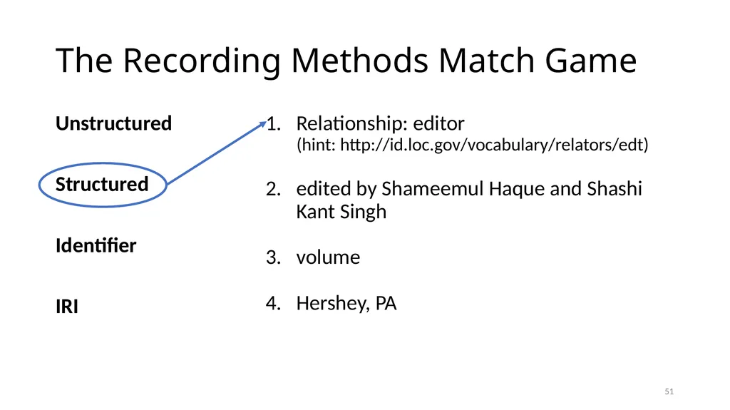 Review of RDA Concepts 1 Understand how IFLA’s - slide 51 of 79