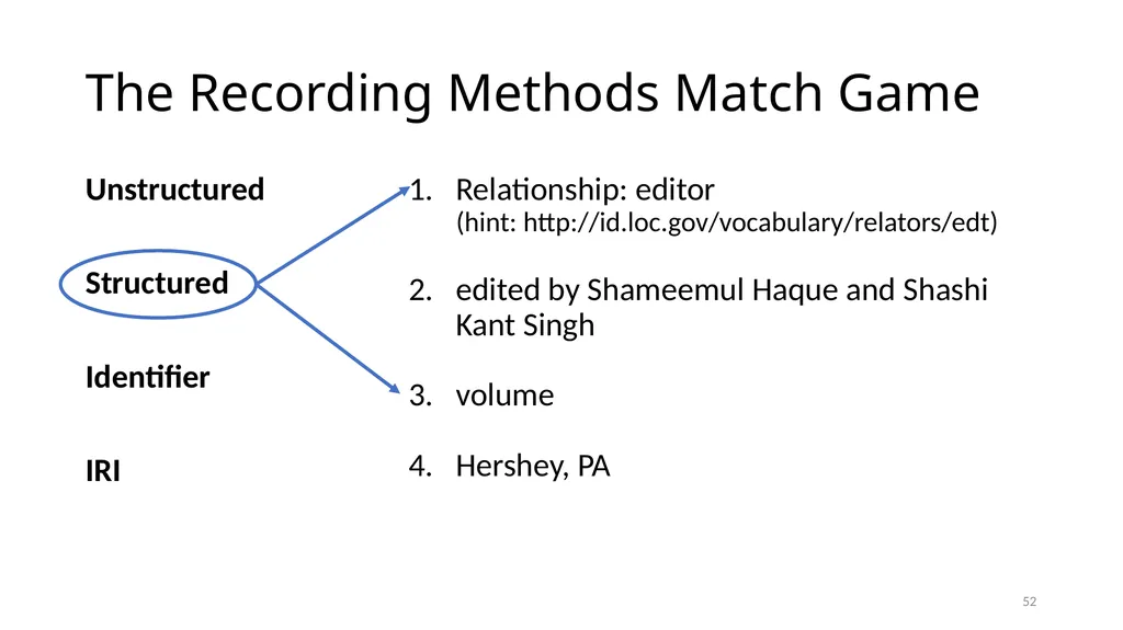 Review of RDA Concepts 1 Understand how IFLA’s - slide 52 of 79