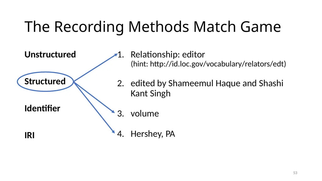Review of RDA Concepts 1 Understand how IFLA’s - slide 53 of 79