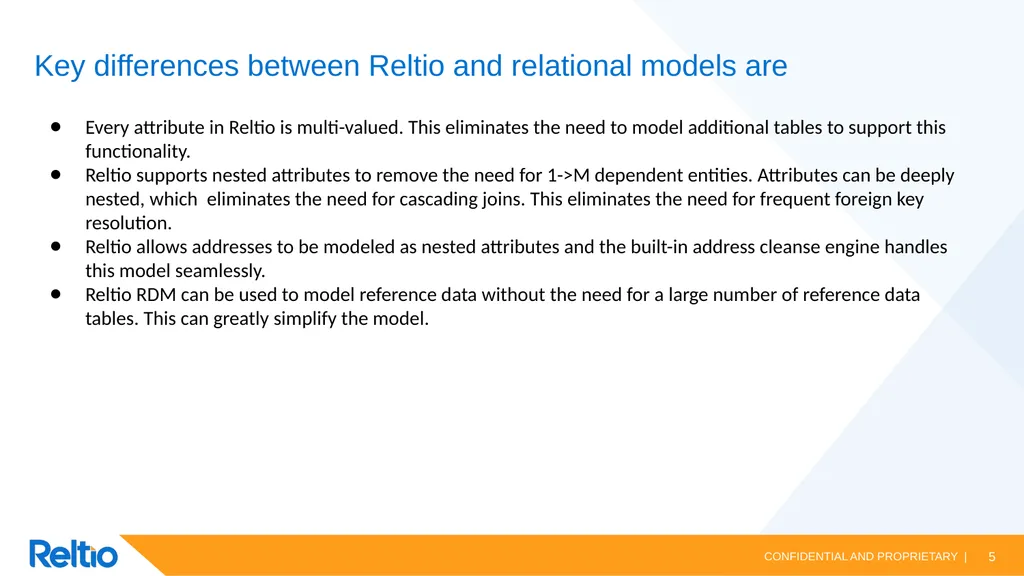 Reltio Data Model Reltio Data Model vs Legacy data - slide 5 of 18
