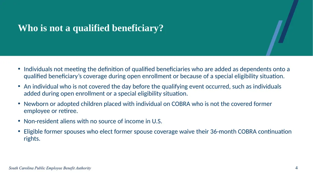 Qualified beneficiaries COBRA 2025 2 This overview - slide 4 of 6