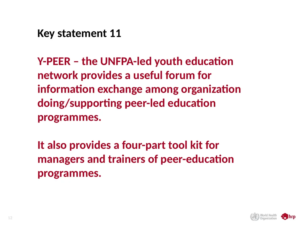Reaching adolescents through their peers Dr V - slide 12 of 13