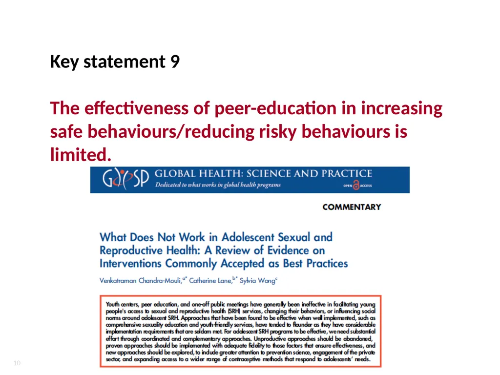 Reaching adolescents through their peers Dr V - slide 10 of 13