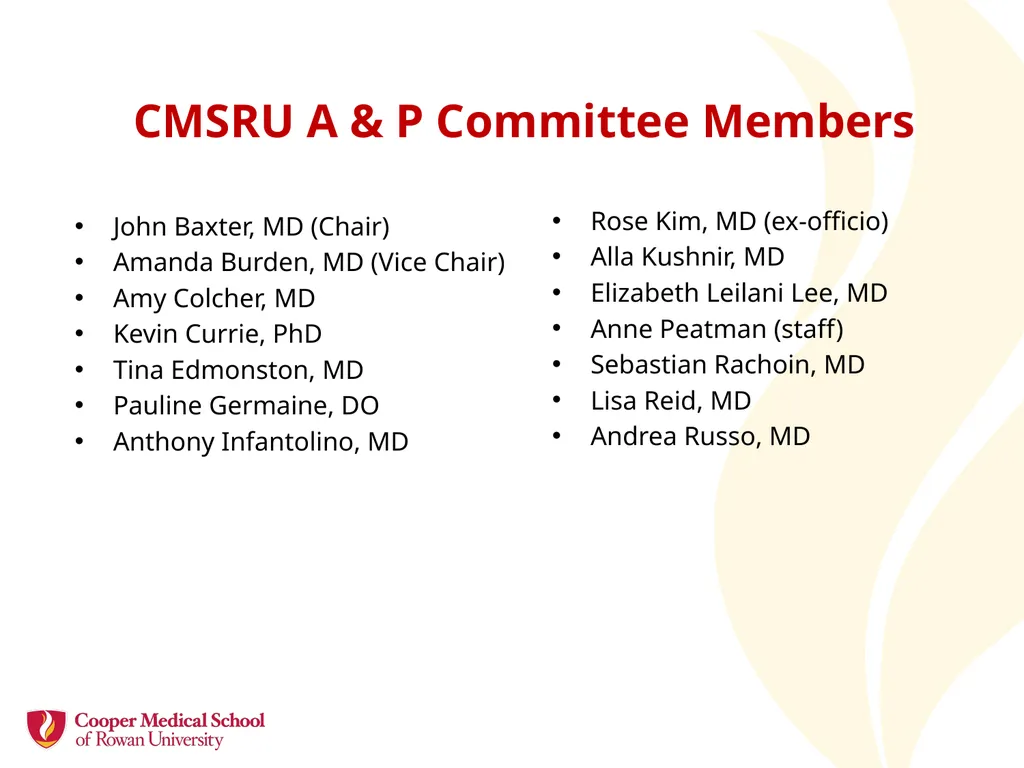 Academic Promotion Annette Reboli, MD, Dean, CMSRU - slide 39 of 50