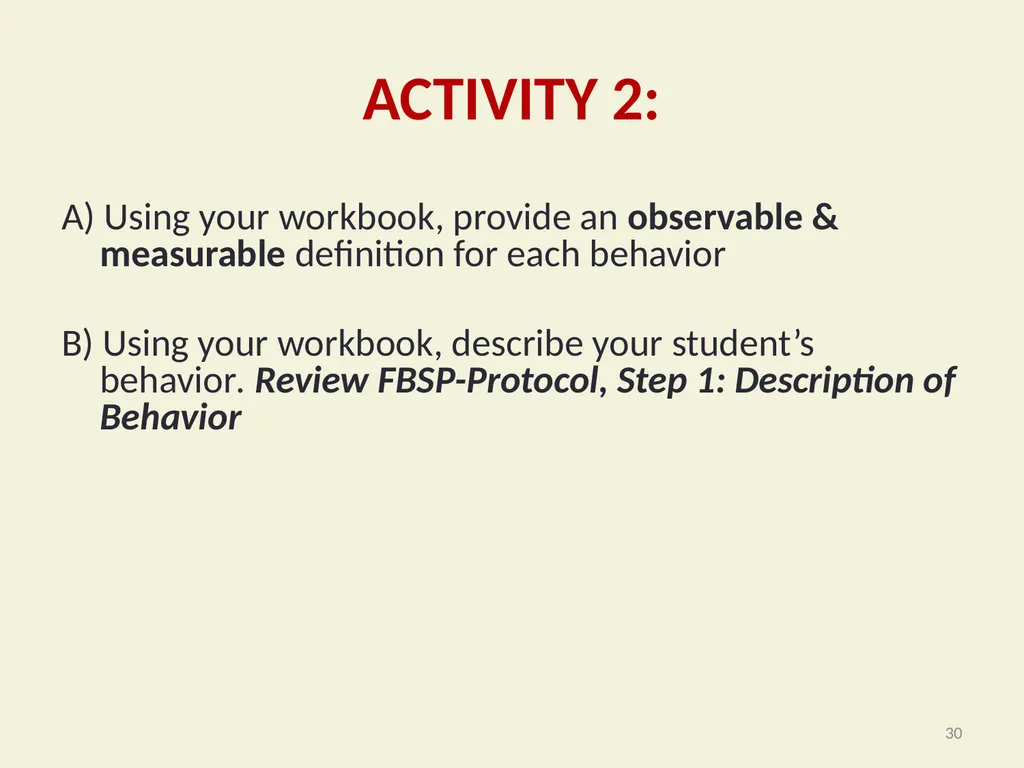Using Functional Behavioral Assessment (FBA) to - slide 30 of 85