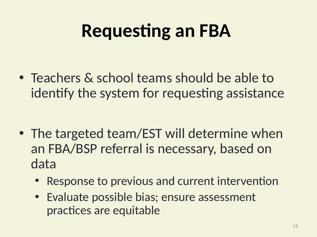 Using Functional Behavioral Assessment (FBA) to - slide 19 of 85