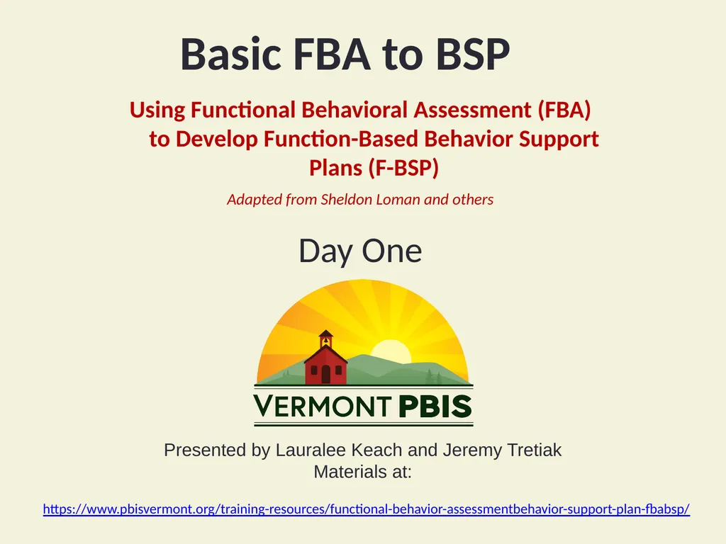 Using Functional Behavioral Assessment (FBA) to - slide 1 of 85