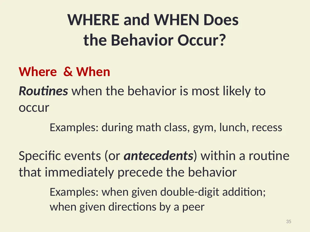 Using Functional Behavioral Assessment (FBA) to - slide 35 of 85