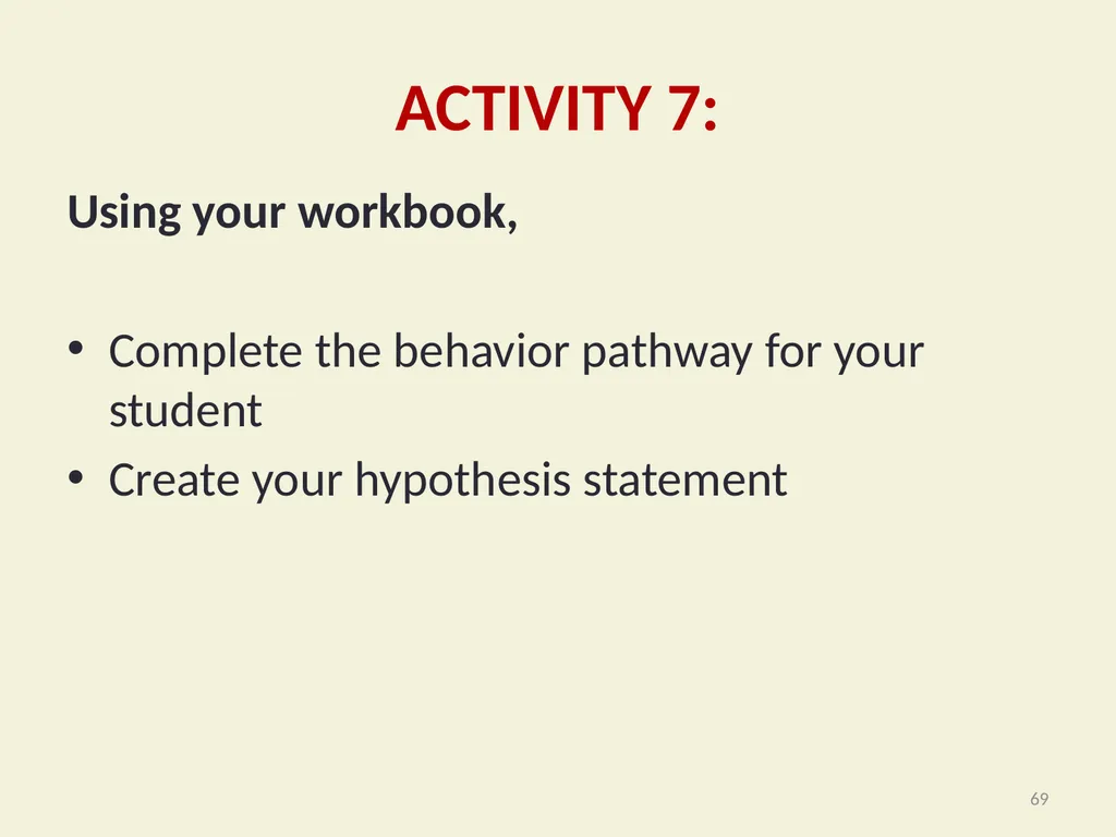 Basic FBA to BSP Using Functional Behavioral - slide 69 of 72