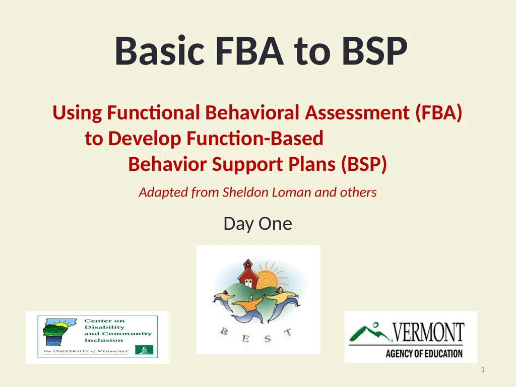 Basic FBA to BSP Using Functional Behavioral - slide 1 of 72