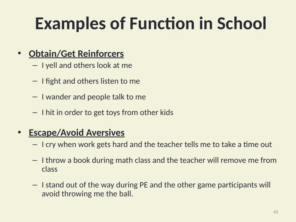 Basic FBA to BSP Using Functional Behavioral - slide 45 of 72