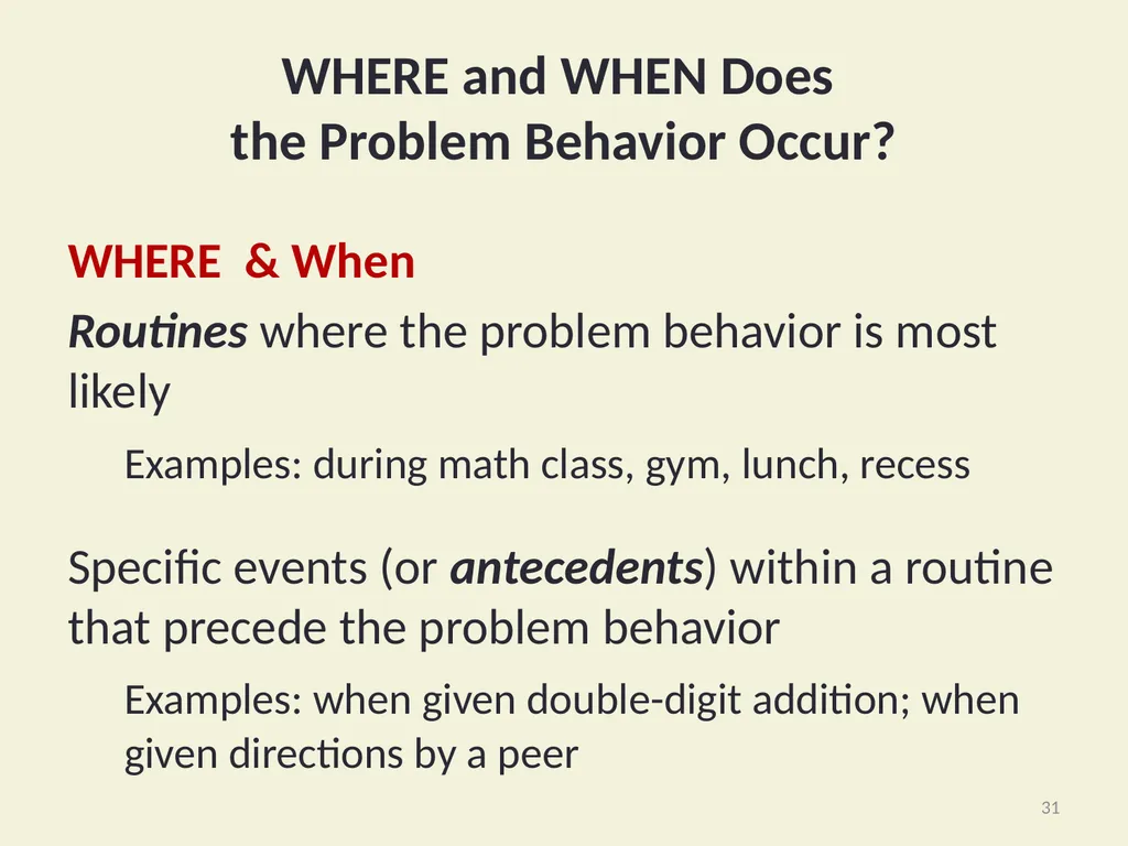 Basic FBA to BSP Using Functional Behavioral - slide 31 of 72