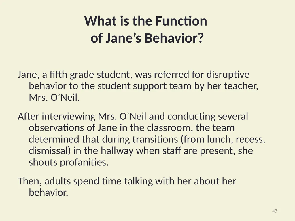 Basic FBA to BSP Using Functional Behavioral - slide 47 of 72