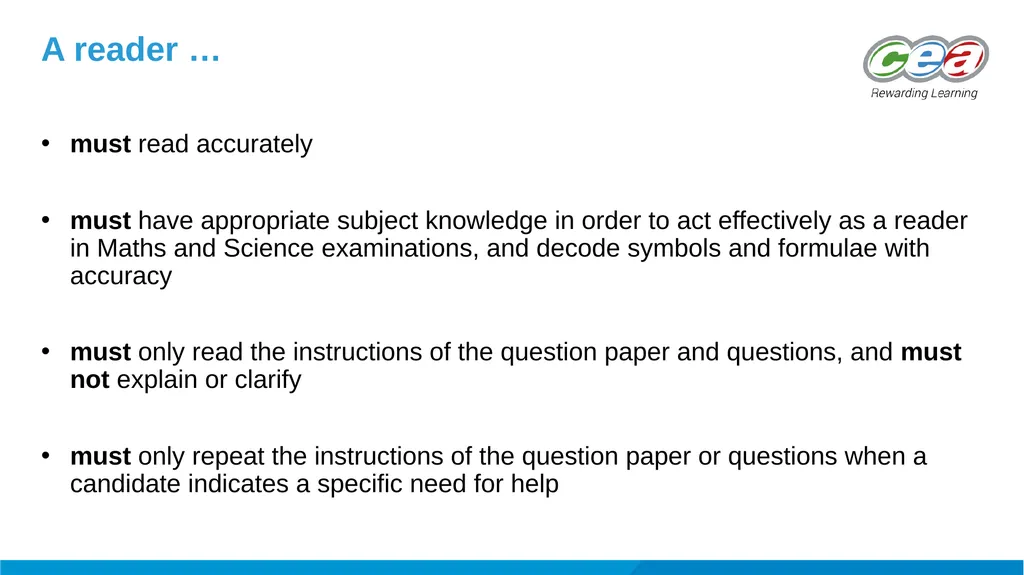 Reader The role, rules and advice What is a - slide 10 of 15