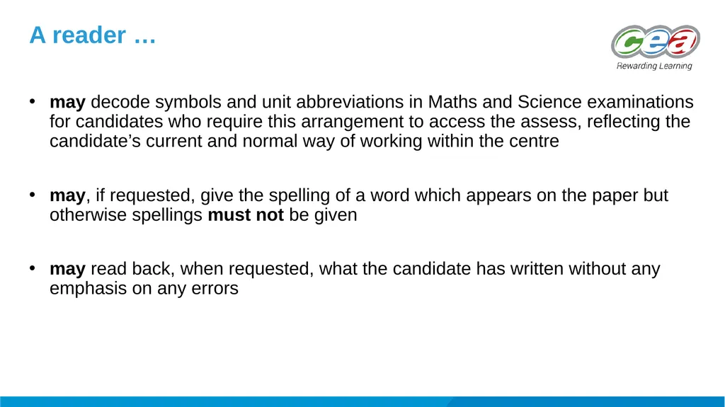 Reader The role, rules and advice What is a - slide 9 of 15