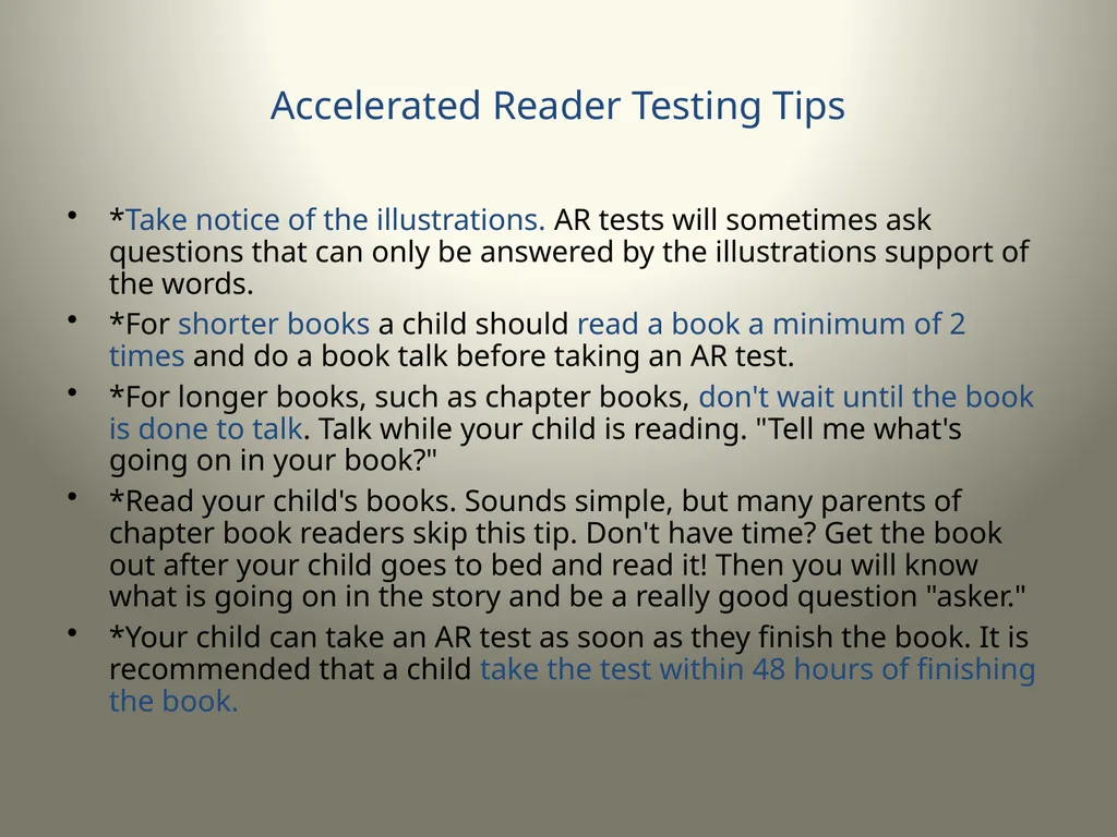 Accelerated Reading Tips for Parents What is - slide 6 of 7