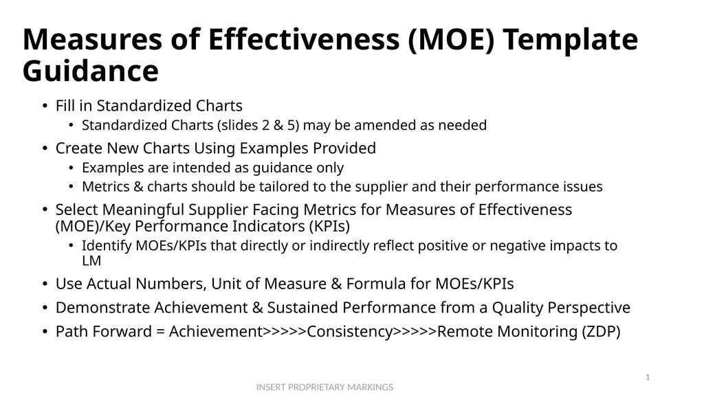 Measures of Effectiveness (MOE) Template Guidance - slide 1 of 6