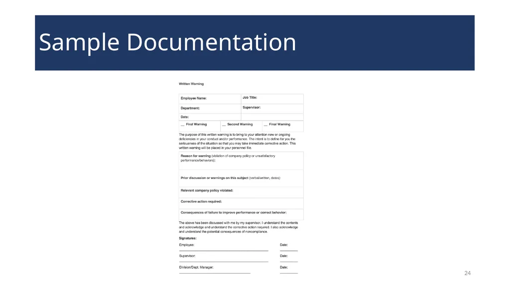 Disciplinary Actions: Issues and Documentation - slide 24 of 27