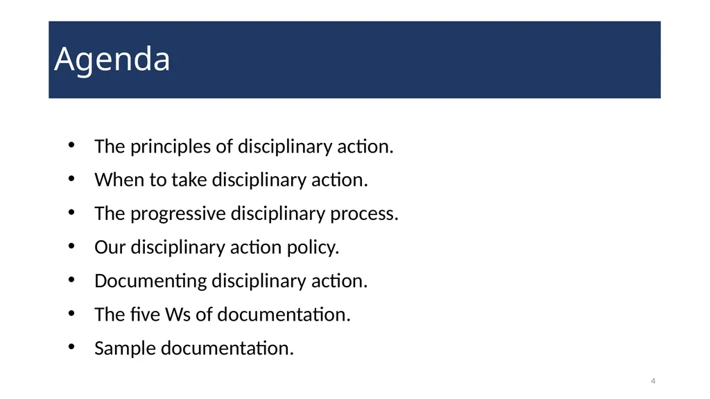 Disciplinary Actions: Issues and Documentation - slide 4 of 27