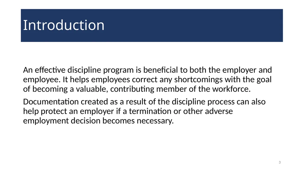 Disciplinary Actions: Issues and Documentation - slide 3 of 27