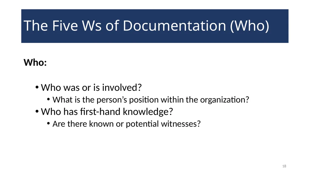 Disciplinary Actions: Issues and Documentation - slide 18 of 27