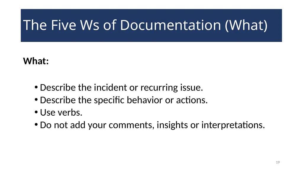 Disciplinary Actions: Issues and Documentation - slide 19 of 27