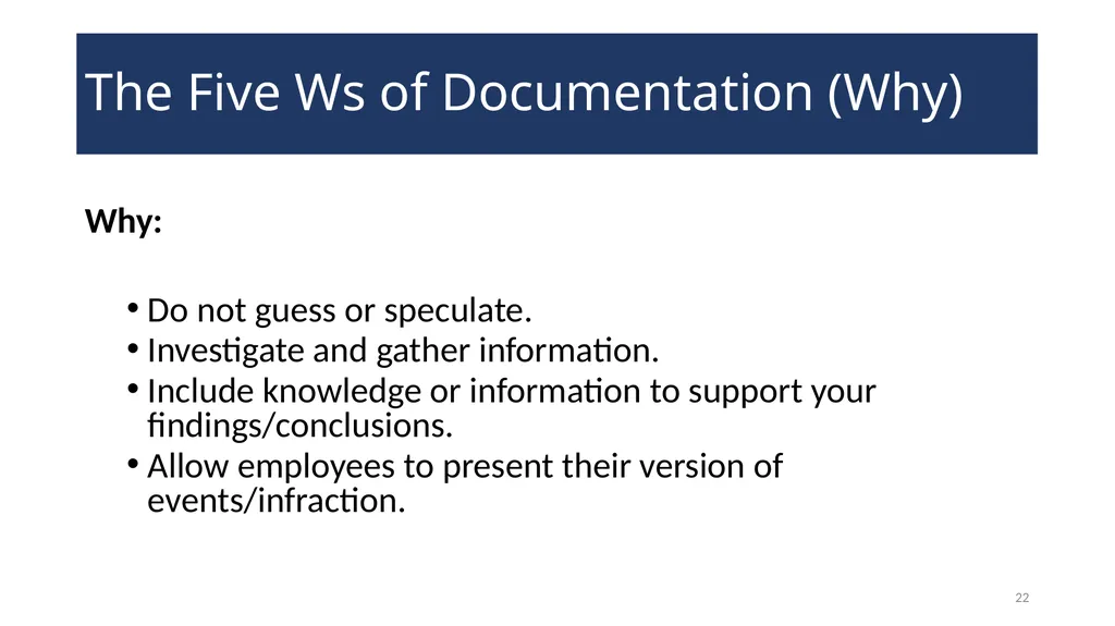 Disciplinary Actions: Issues and Documentation - slide 22 of 27