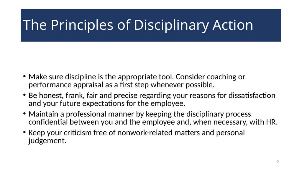 Disciplinary Actions: Issues and Documentation - slide 5 of 27