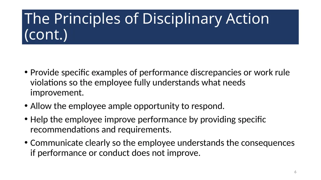 Disciplinary Actions: Issues and Documentation - slide 6 of 27