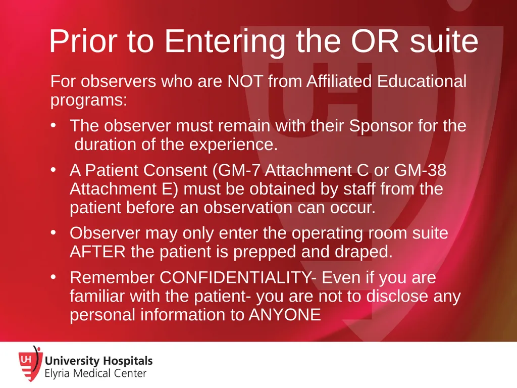 Observation in the Operating Room Current UH-EMC - slide 5 of 12