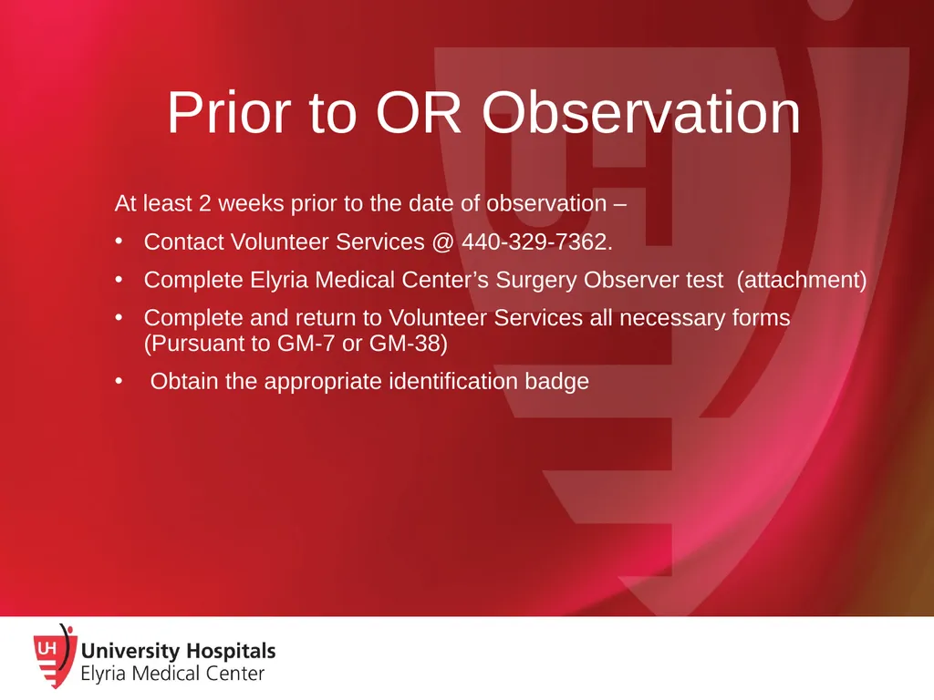 Observation in the Operating Room Current UH-EMC - slide 2 of 12