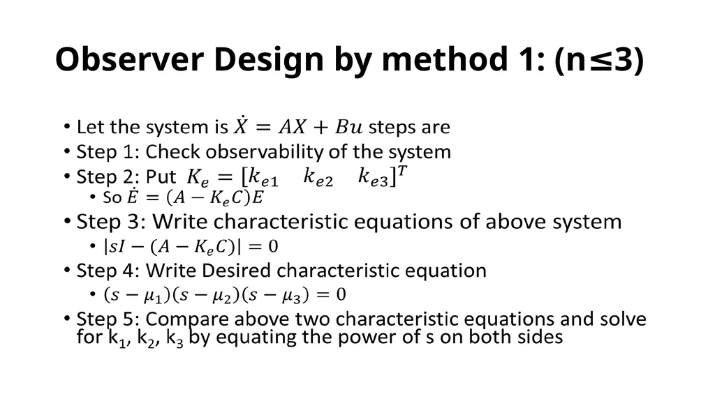 Controller and Observer Design (Design of Control - slide 16 of 29