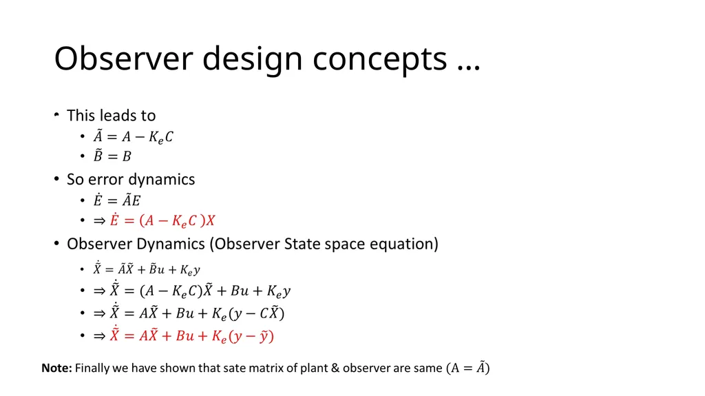 Controller and Observer Design (Design of Control - slide 10 of 29