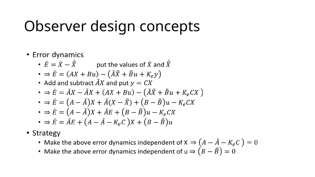 Controller and Observer Design (Design of Control - slide 9 of 29