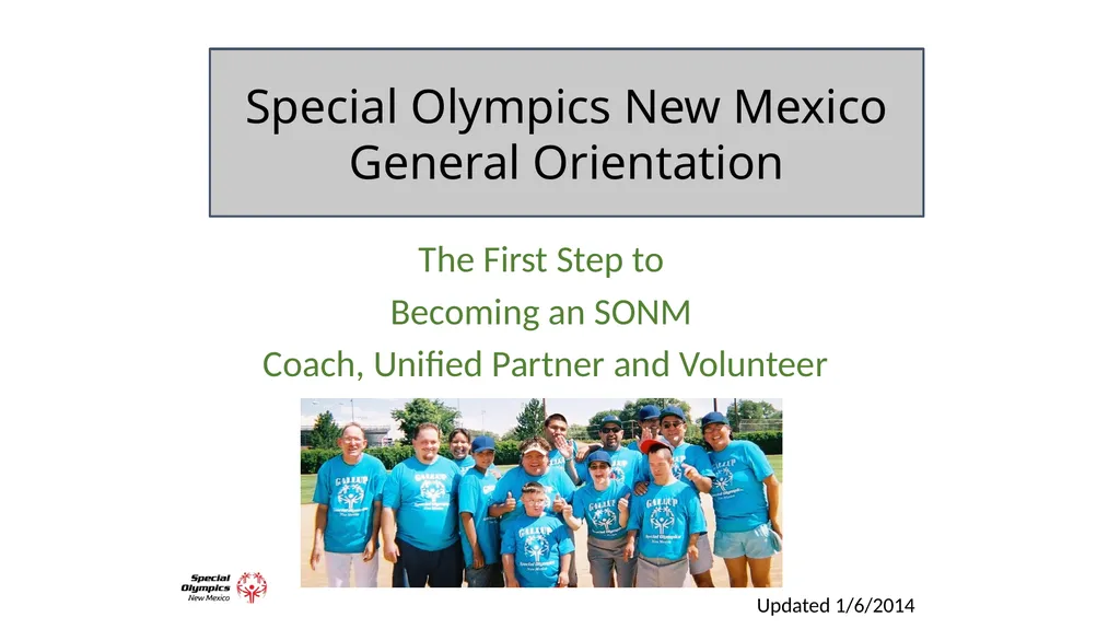 Special Olympics New Mexico General Orientation - slide 1 of 19