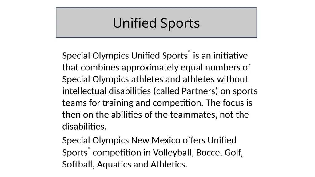 Special Olympics New Mexico General Orientation - slide 16 of 19