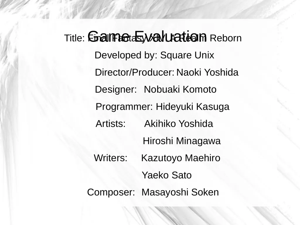 Game Evaluation Title: Final Fantasy XIV: A Realm - slide 1 of 8