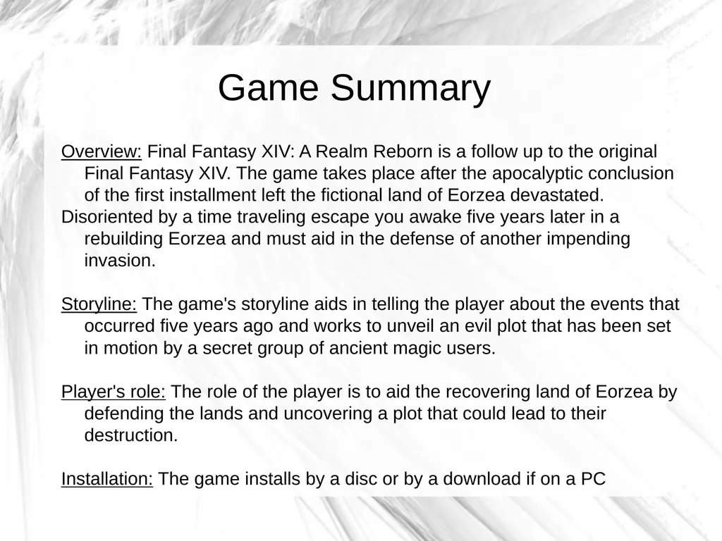 Game Evaluation Title: Final Fantasy XIV: A Realm - slide 4 of 8