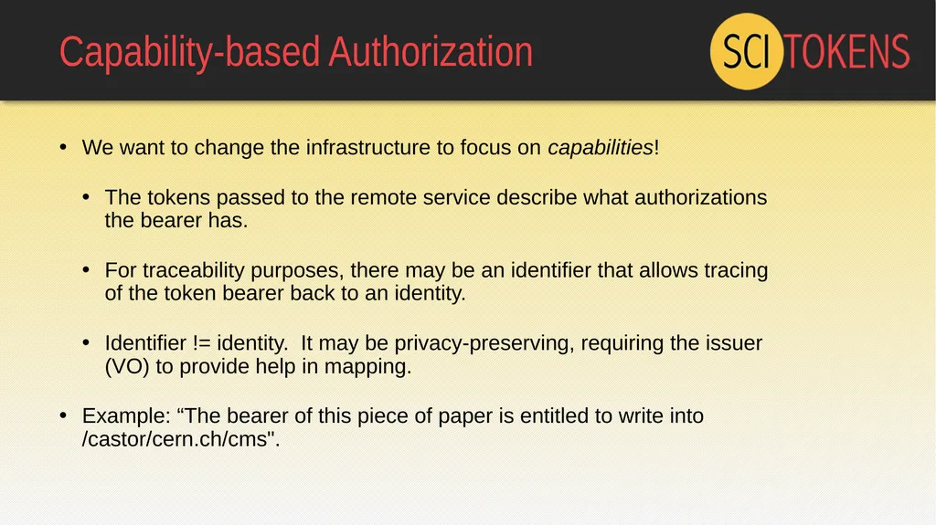 The SciTokens Authorization Model: JSON Web Tokens - slide 4 of 20