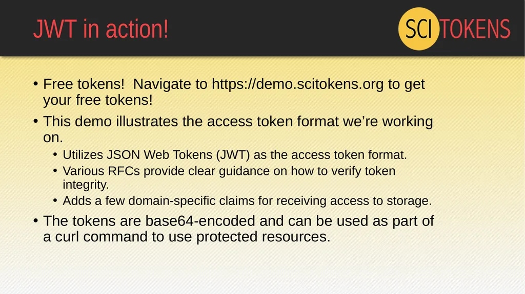 The SciTokens Authorization Model: JSON Web Tokens - slide 15 of 20